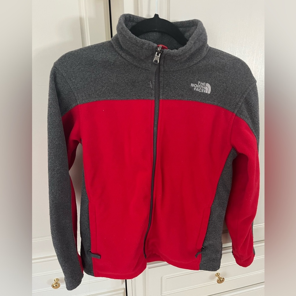 The North Face Kids Red and Gray Puffer Jacket